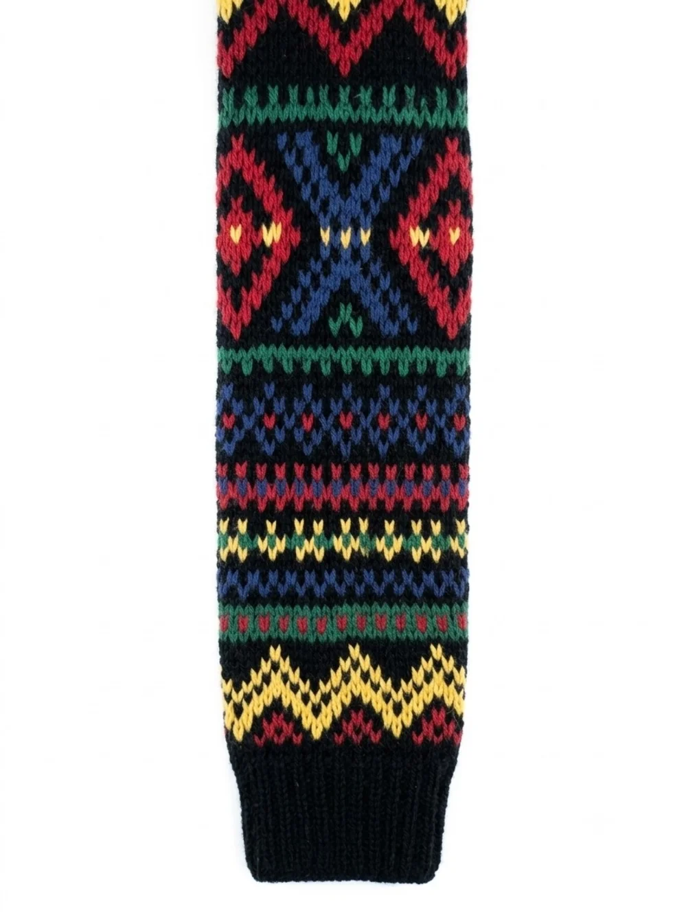 VTG Polo Ralph Lauren Youth XL Aztec Fair Isle Half Zip Sweater Black Cotton
